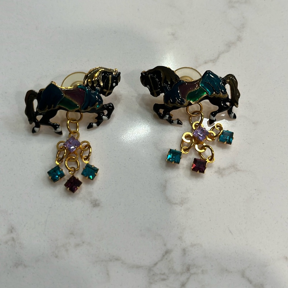 Lunch at the Ritz Carousel Horse Earrings